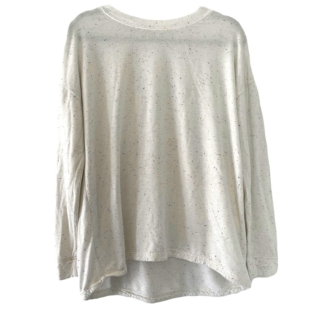 Three Dots Speckled Drop Shoulder Crewneck Pullover, M